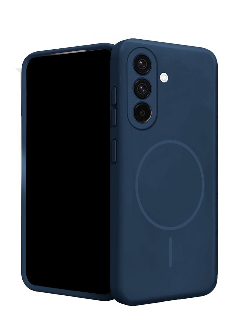 دبليو تيك سامسونج جالاكسي S26 بلس 5G 2026 غطاء حماية متوافق مع حلقة ماجسيف رقيقة من السيليكون السائل الفاخر (MCMPMN) - أزرق بحري - Image 2